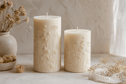 Original wildflower pillar candle product example